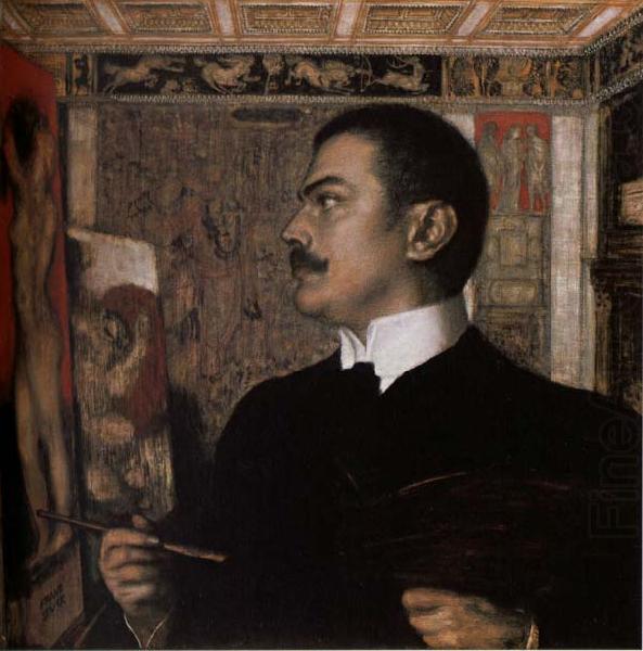 Franz von Stuck Self-Portrait at the Easel china oil painting image